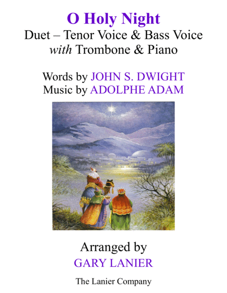 O HOLY NIGHT (Duet - Tenor Voice, Bass Voice with Trombone & Piano - Score & Parts included) image number null