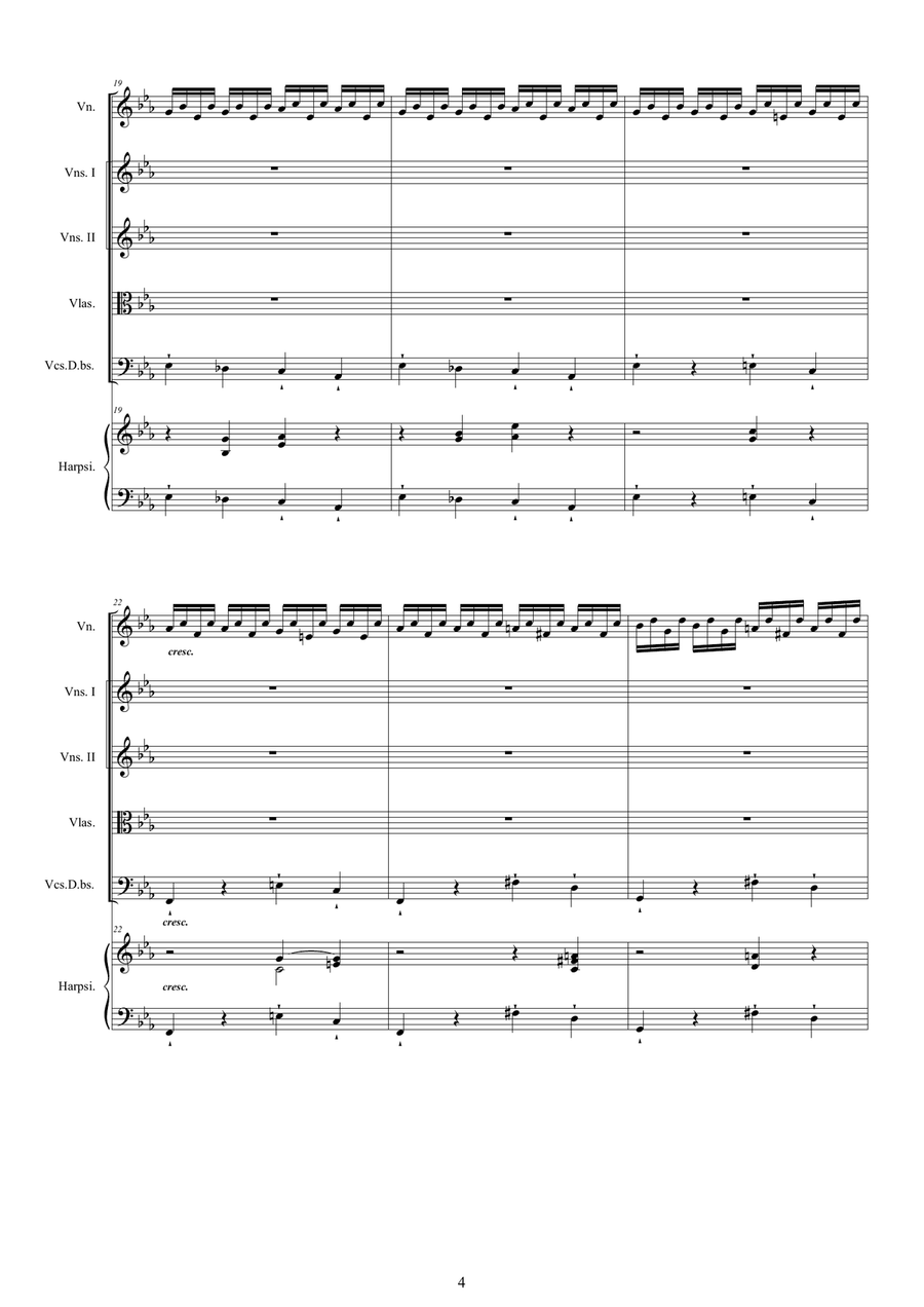 Vivaldi - Concerto No.5 in E flat - La tempesta di mare - RV 253 Op.8 for Violin, Strings and Contin Chamber Orchestra scores gallery preview page 4