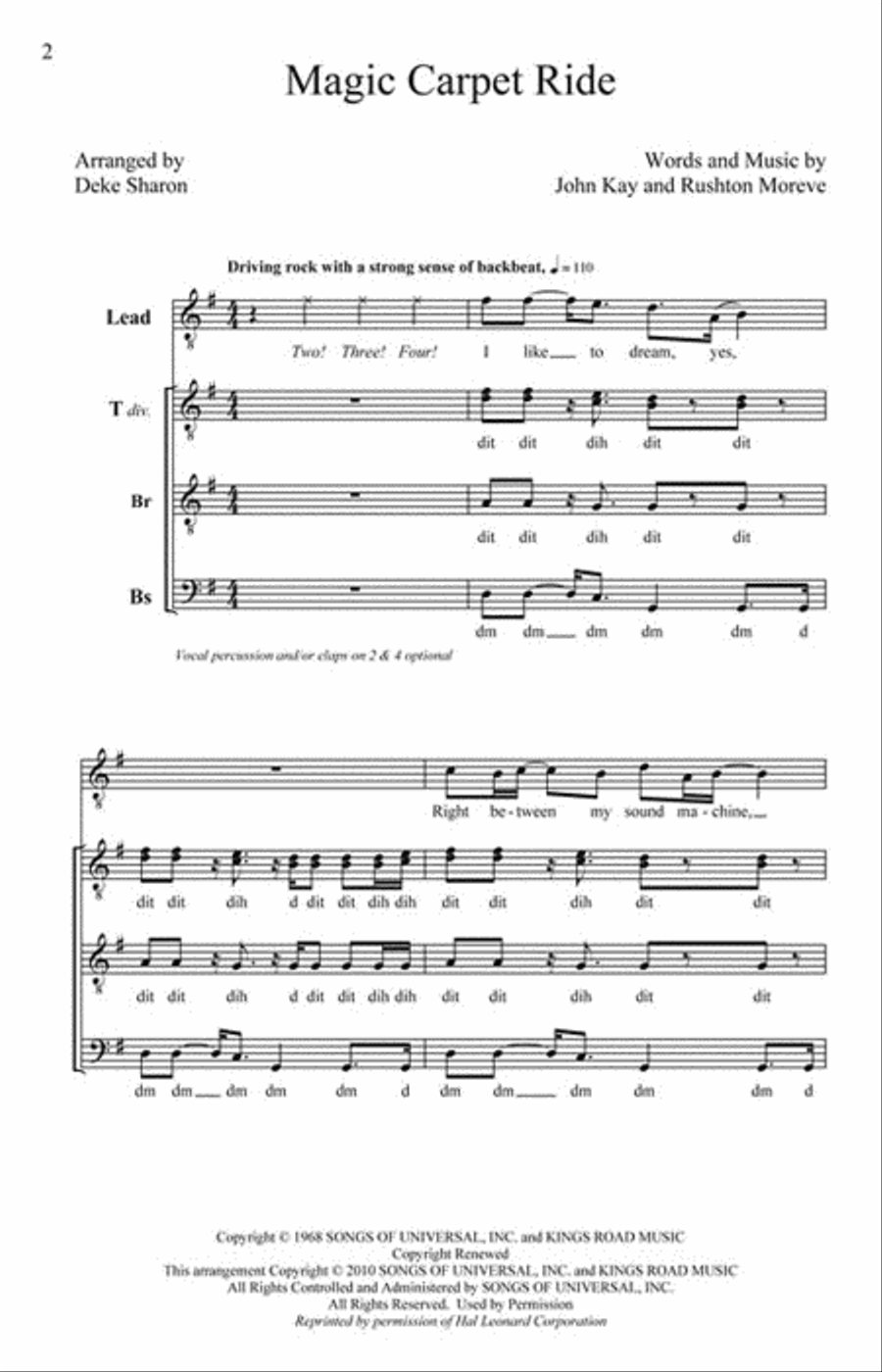 Magic Carpet Ride Magic Carpet Ride TTBB scores gallery preview page 2