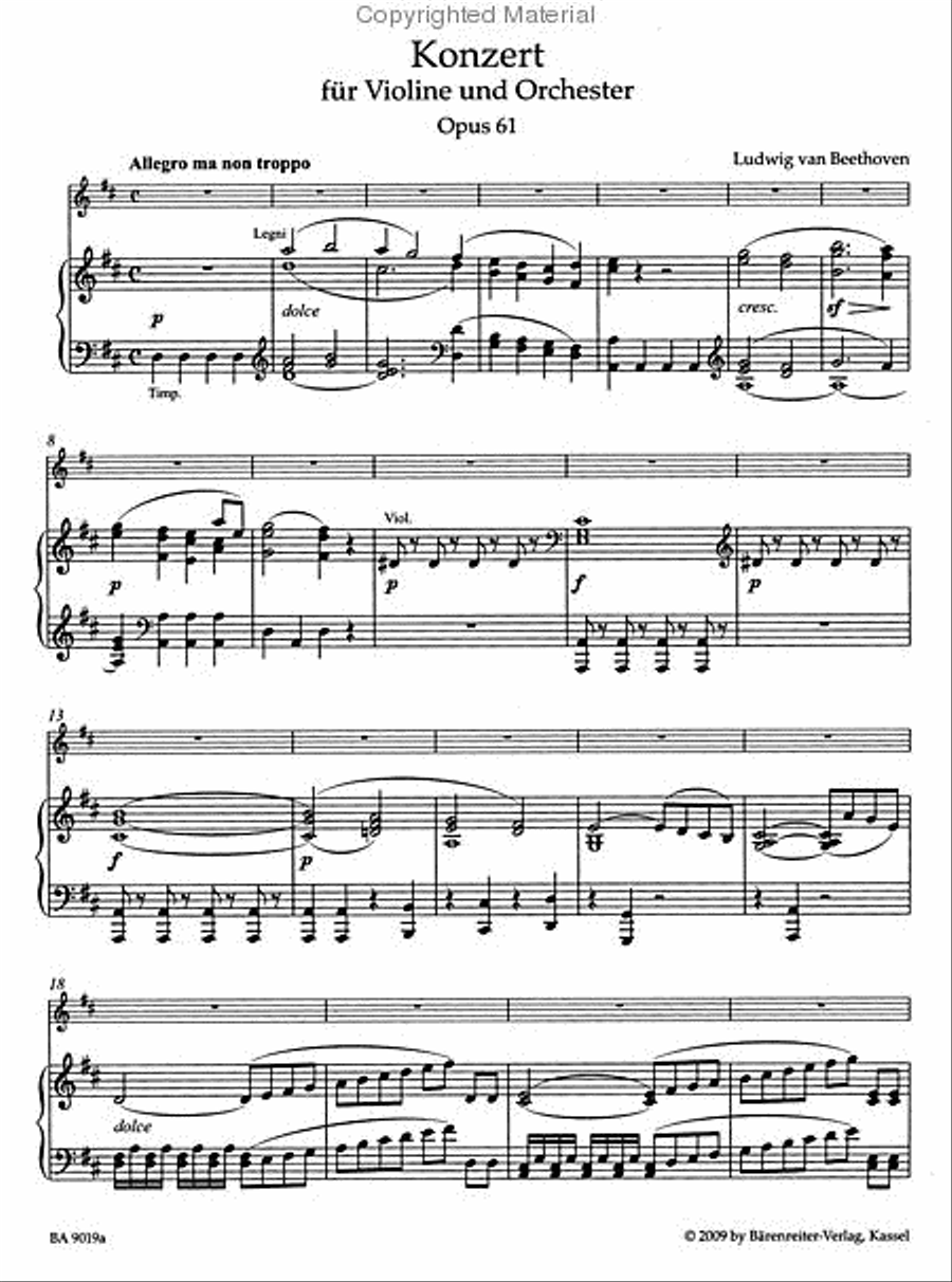 Concerto for Violin and Orchestra in D major, op. 61 Violin Solo scores gallery preview page 2