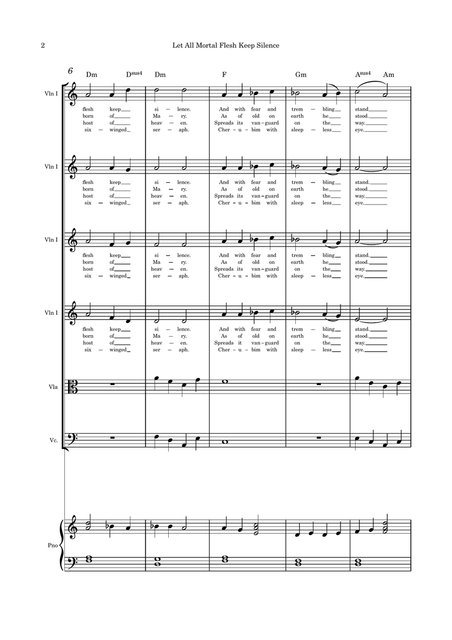 Let All Mortal Flesh Keep Silence 6 part strings and Piano Small Ensemble scores gallery preview page 2