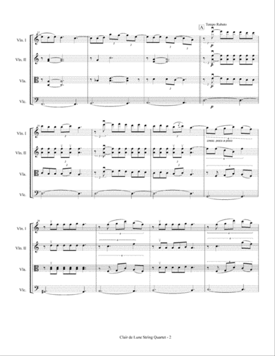 Clair de Lune (String Quartet) String Quartet scores gallery preview page 3