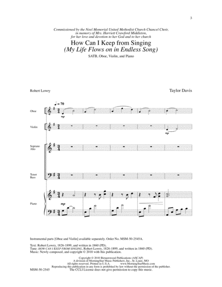 How Can I Keep from Singing My Life Flows on in Endless Song (Choral Score) image number null