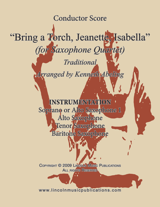 Book cover for Bring a Torch Jeanette, Isabella (for Saxophone Quartet SATB or AATB)