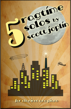 Book cover for Five Ragtime Solos by Scott Joplin for Clarinet and Piano