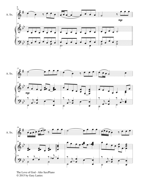 THE LOVE OF GOD (Duet – Alto Sax and Piano/Score and Parts) image number null