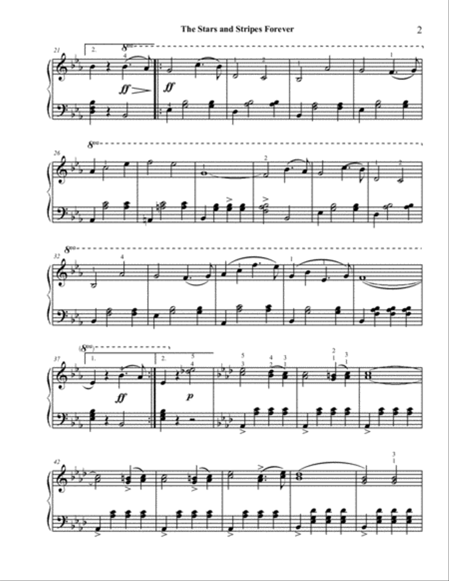 The Stars and Stripes Forever, intermediate piano solo Piano Solo scores gallery preview page 3