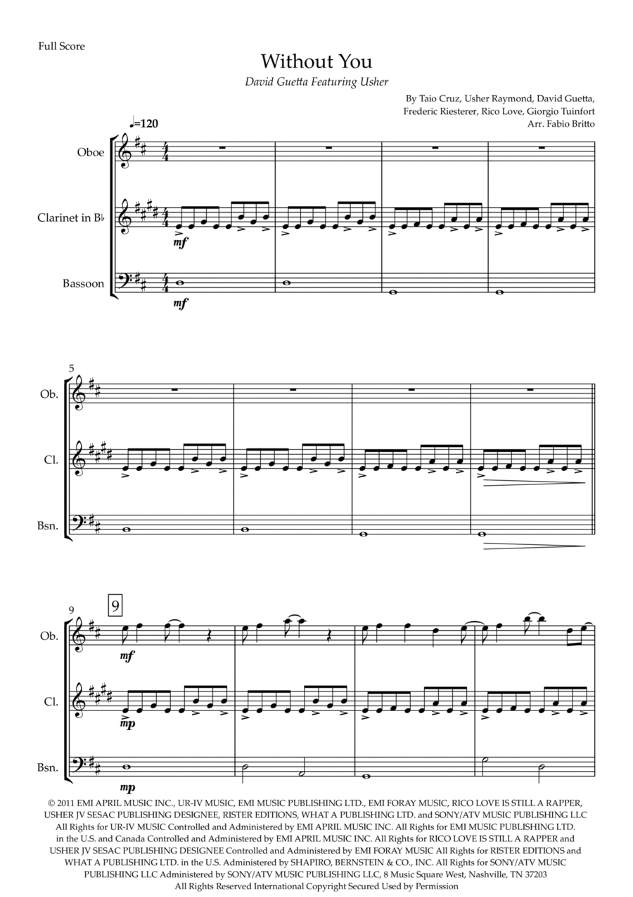 Without You Woodwind Trio scores gallery preview page 1