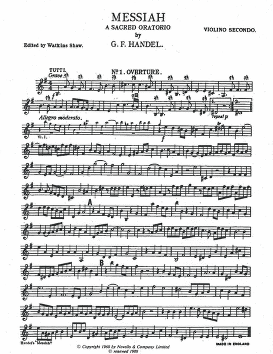 Handel Messiah (Shaw) Violin 2
