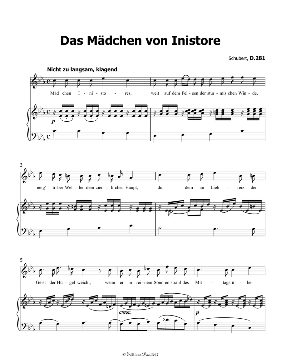 Das Madchen von Inistore, by Schubert, D.281, in c minor Voice scores gallery preview page 3