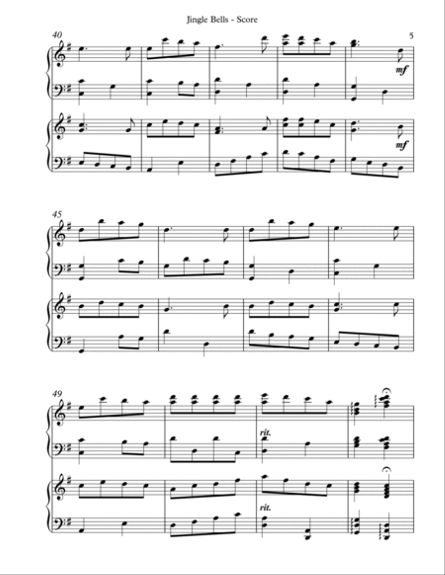 Jingle Bells, Harp Duet Celtic Harp scores gallery preview page 5