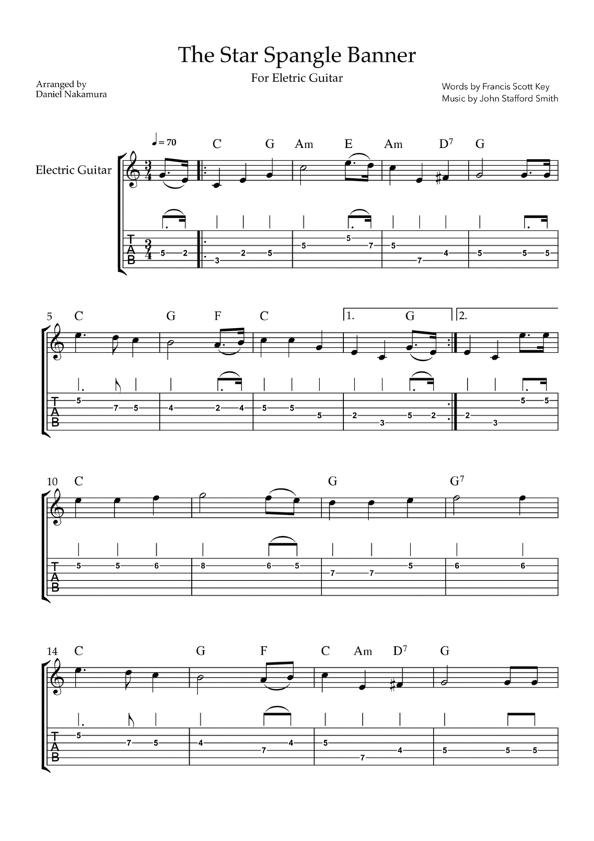 The Star Spangled Banner (For Guitar with TAB) image number null
