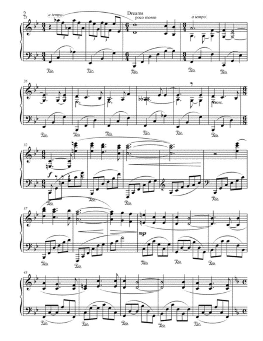Dreams Piano Solo scores gallery preview page 2