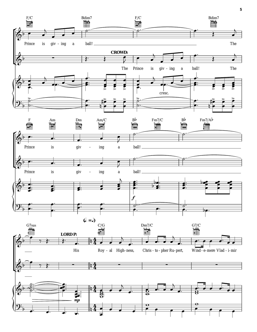 The Prince Is Giving A Ball (from Cinderella) Piano, Vocal, Guitar scores gallery preview page 5