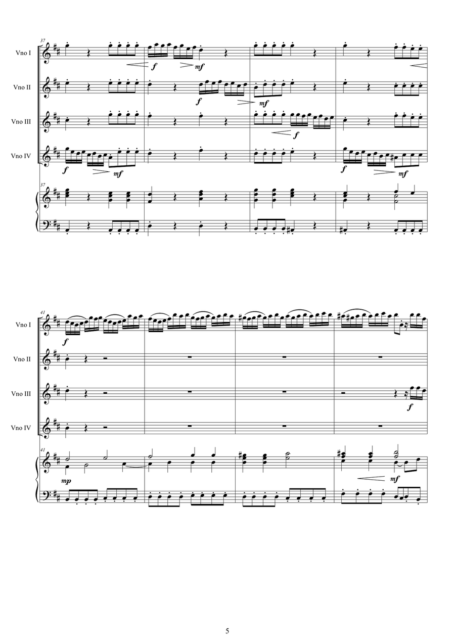Vivaldi - Violin Concerto No.1 in D major RV 549 Op.3 for 4 Violins and Piano Violin Solo scores gallery preview page 5