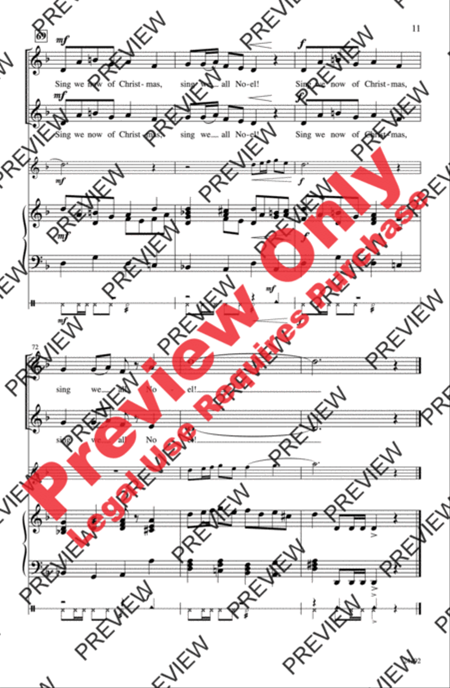 Sing We All Noel Unison Choir scores gallery preview page 11