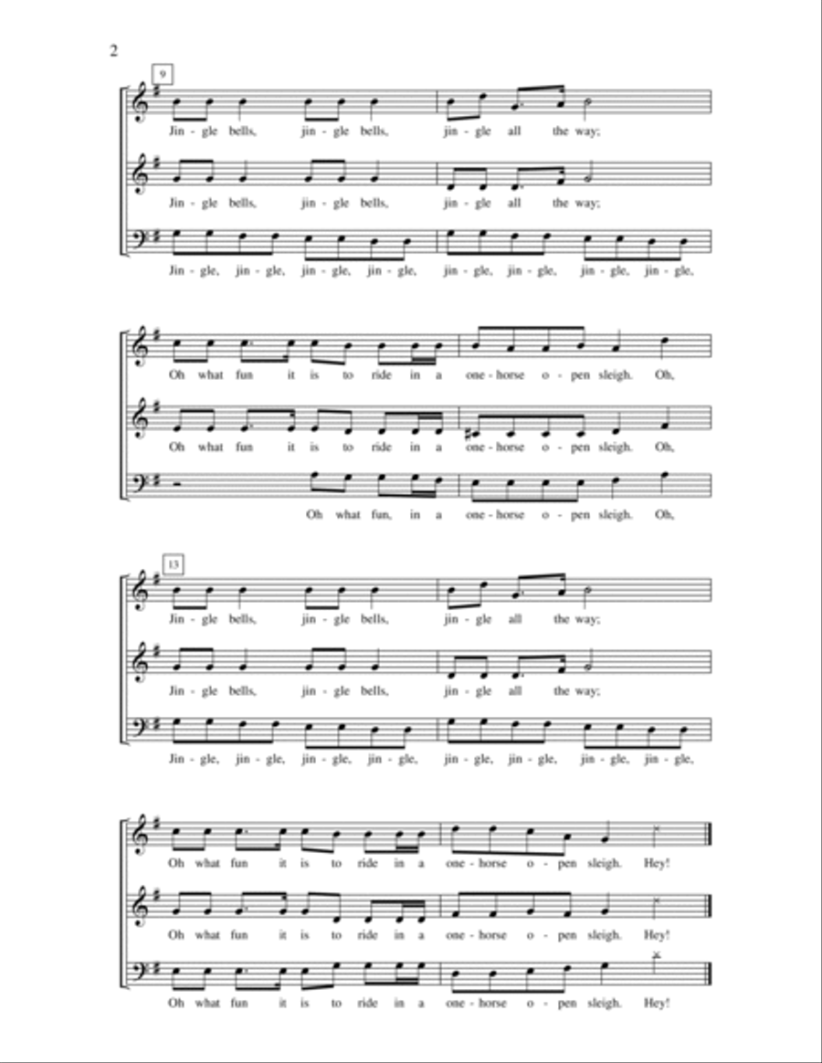 Jingle Bells 3-Part scores gallery preview page 2
