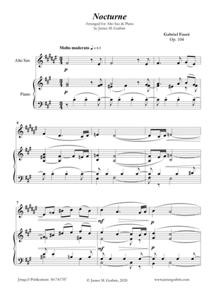 Fauré: Nocturne Op. 104 for Alto Sax & Piano