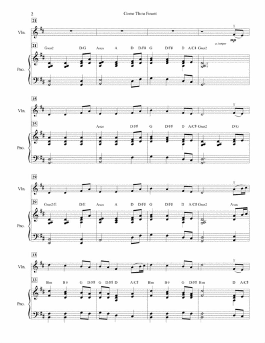Come Thou Fount, for Solo Violin and Piano (feat. Stephanie Immordino) Violin Solo scores gallery preview page 3