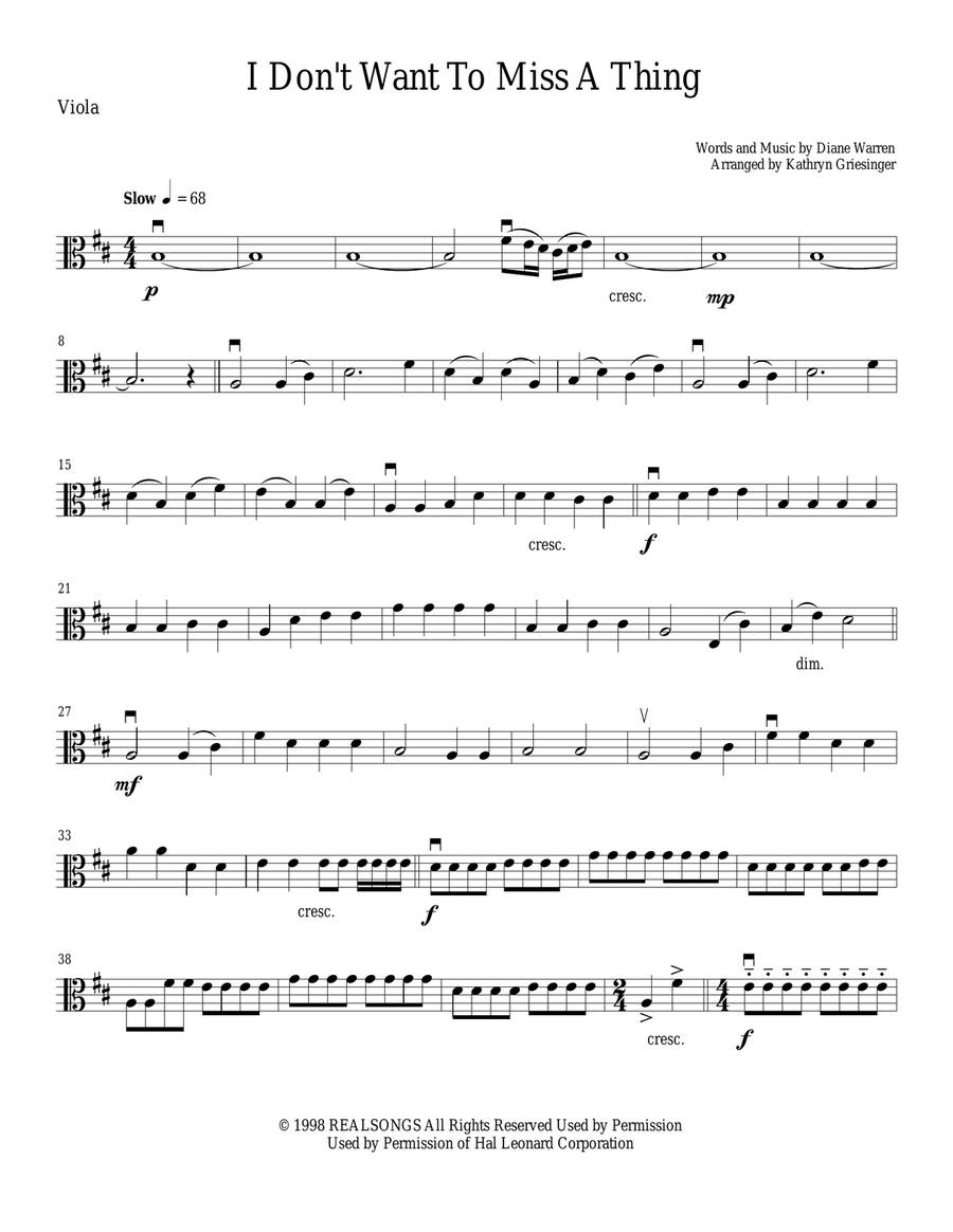 I Don't Want To Miss A Thing I Don't Want To Miss A Thing String Quartet scores gallery preview page 5