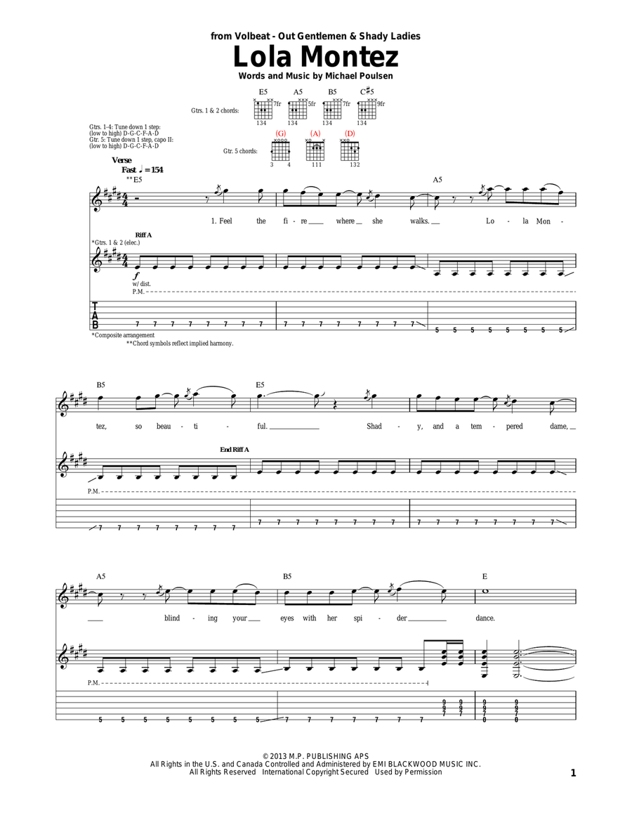 Lola Montez Acoustic Guitar scores gallery preview page 1