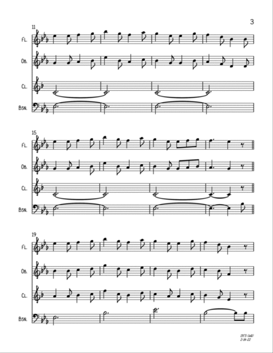 I Saw Three Ships (Wind Quartet) Woodwind Quartet scores gallery preview page 3
