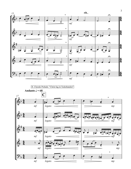 Three selections based on "Christ lag in Todesbanden" (Woodwind Quintet - 1 Flute, 1 Oboe, ...)