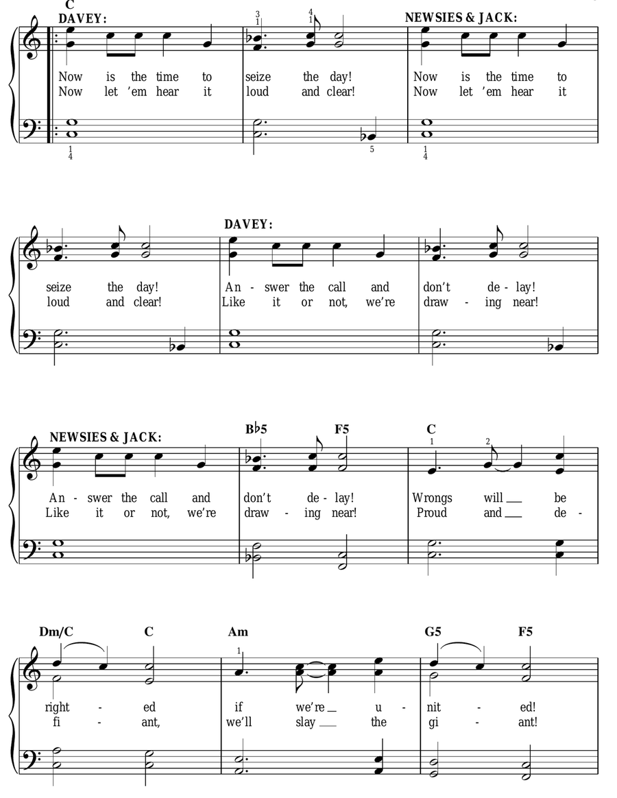 Seize The Day (from Newsies The Musical) Easy Piano scores gallery preview page 5