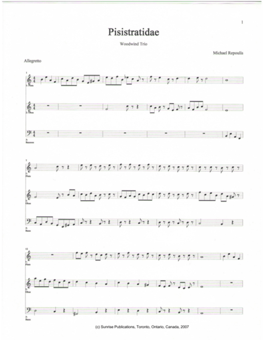 Pisistratidae Woodwind Trio scores gallery preview page 1