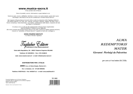 ALMA REDEMPTORIS MATER - G.P. Palestrina - Mottetto for SATB Choir image number null