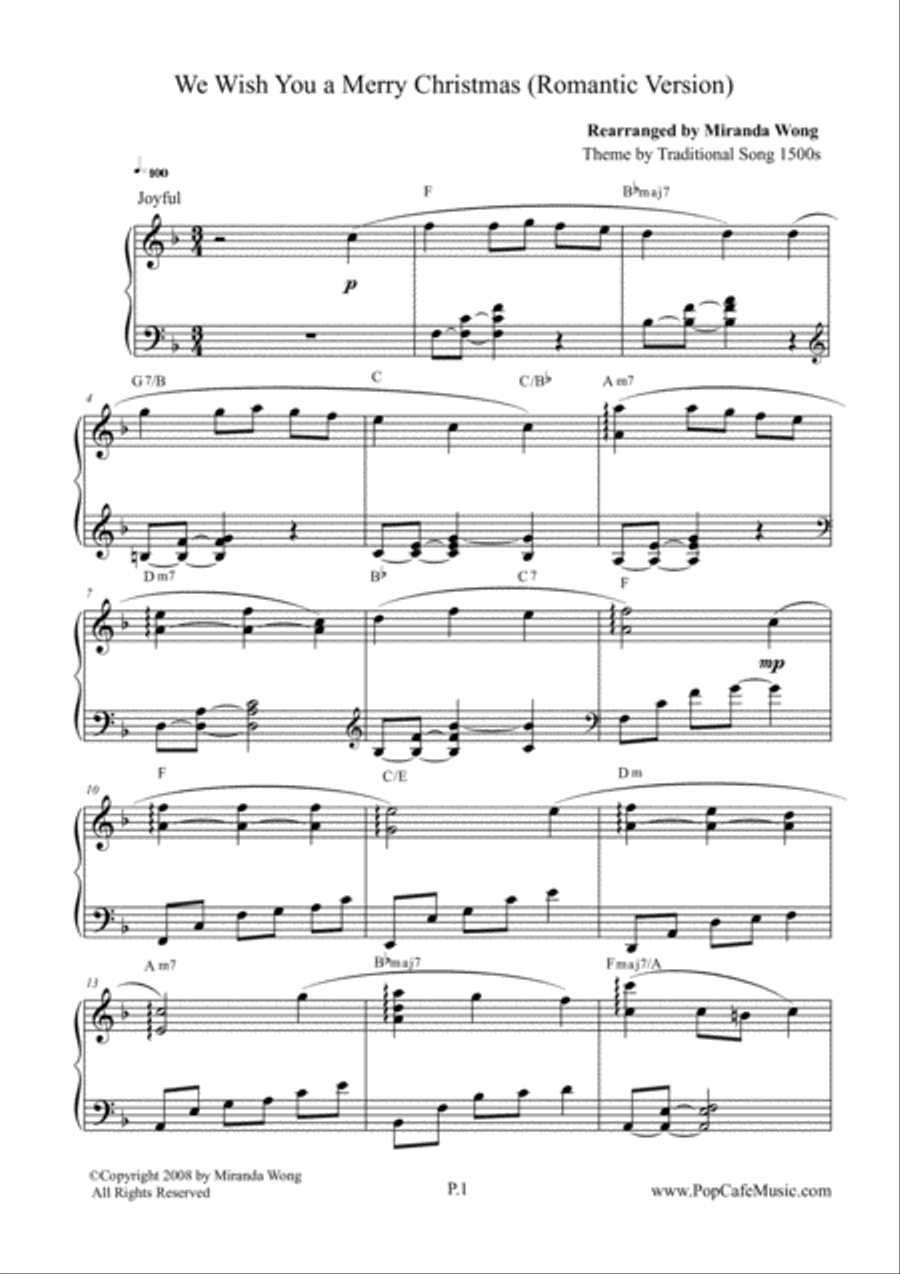 We Wish You a Merry Christmas - Romantic Christmas Piano Solo (With Chords) Piano Solo scores gallery preview page 2