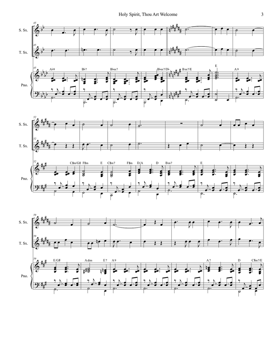 Holy Spirit, Thou Art Welcome Woodwind Duet scores gallery preview page 3
