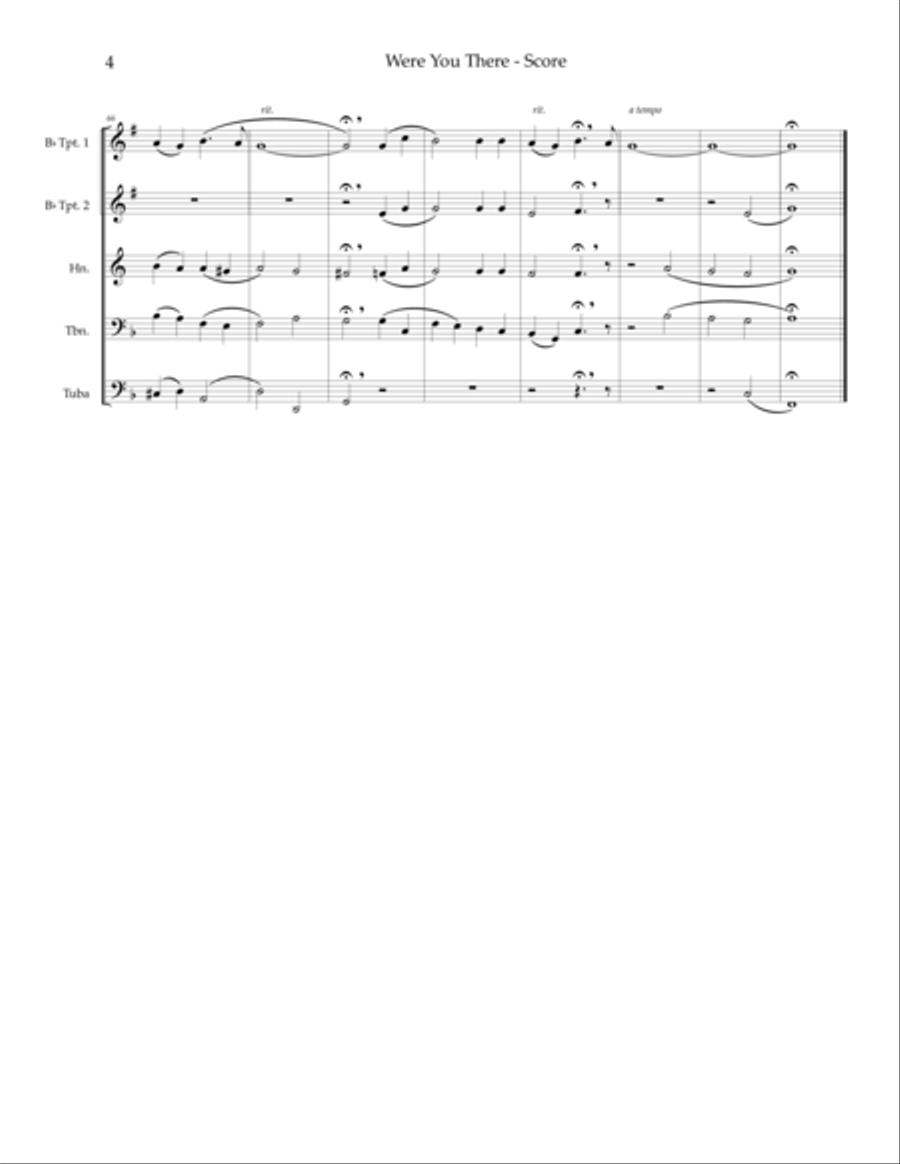 Were You There? (When They Crucified My Lord) - brass quintet Brass Quintet scores gallery preview page 6