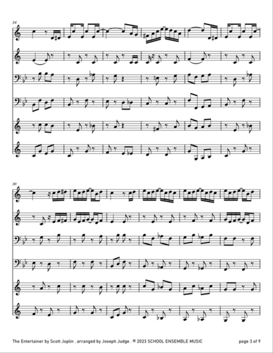 The Entertainer by Scott Joplin for Brass Quartet in Schools Brass Quartet scores gallery preview page 3