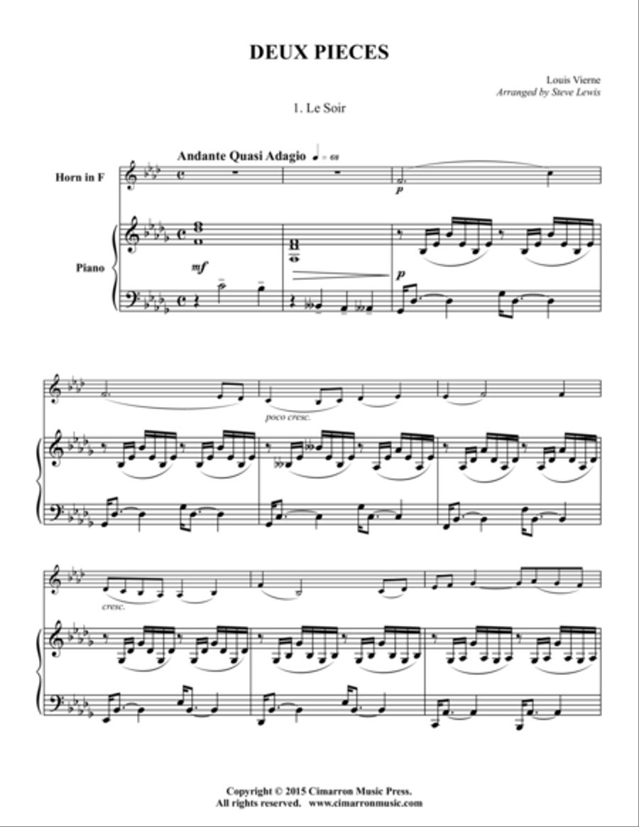 Deux Pieces Piano Accompaniment scores gallery preview page 1