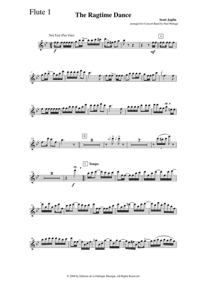 Scott Joplin: The Ragtime Dance, arranged for concert band by Paul Wehage: flute 1 part