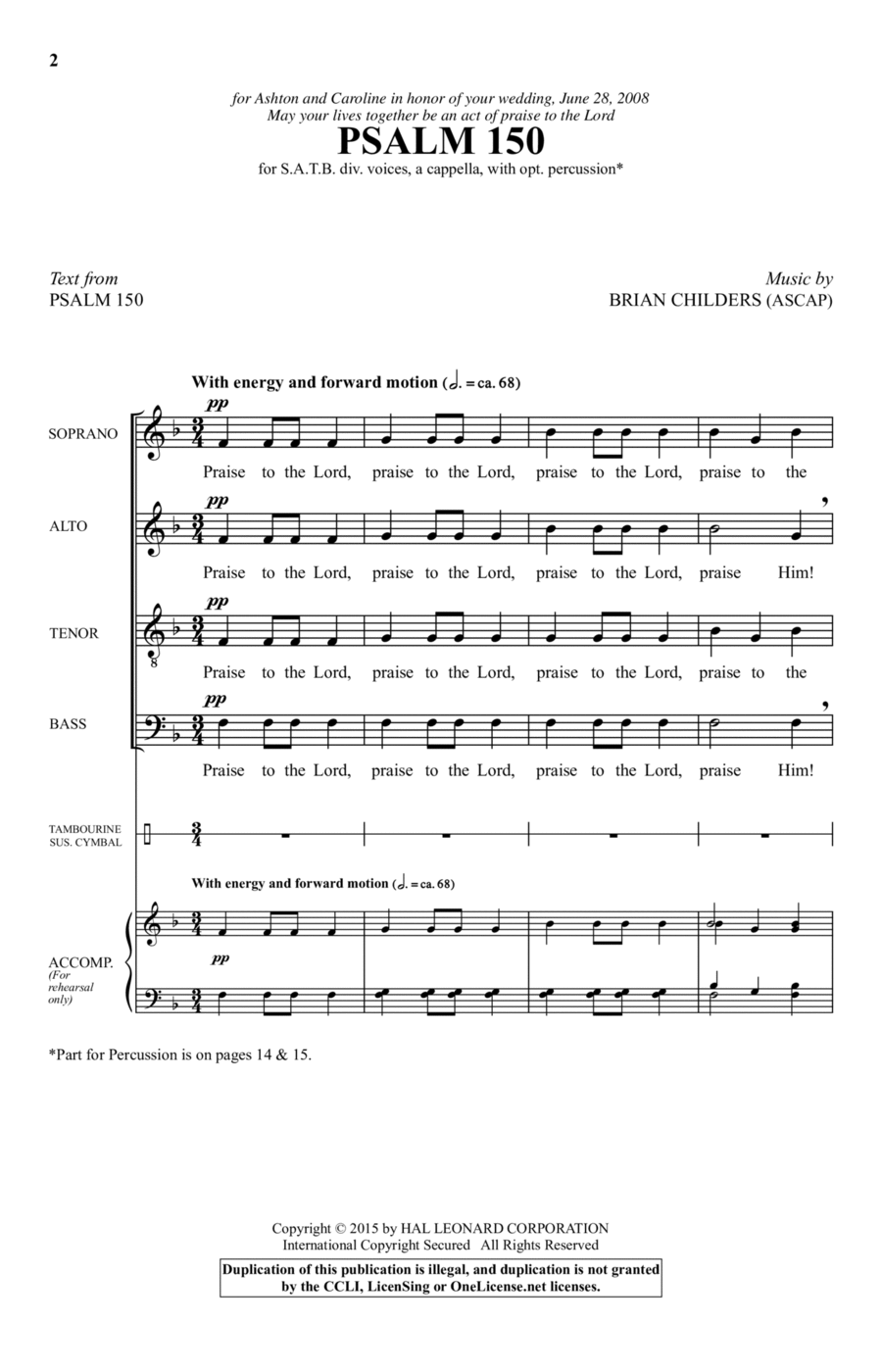 Psalm 150 Psalm 150 4-Part scores gallery preview page 1