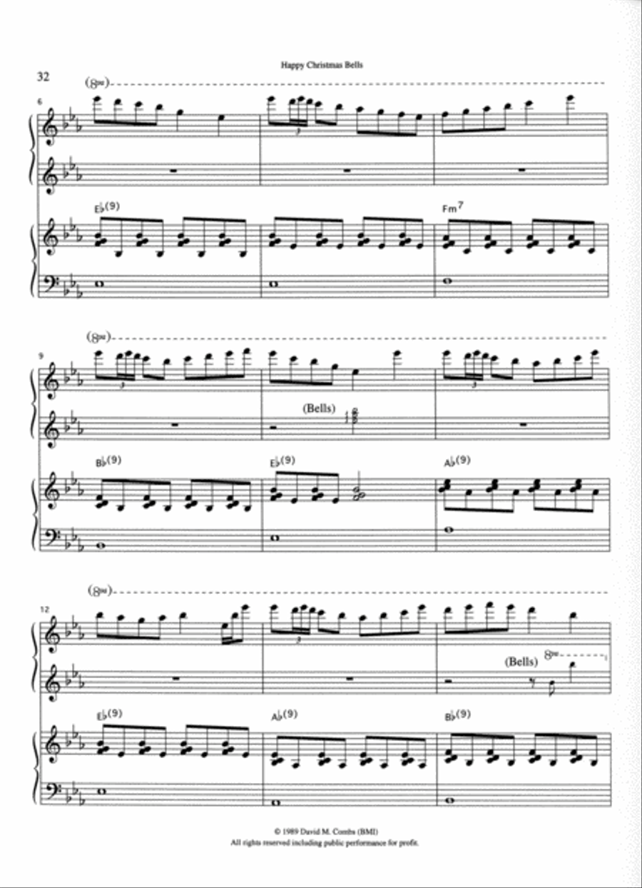 Happy Christmas Bells 2 Pianos, 4-Hands scores gallery preview page 2