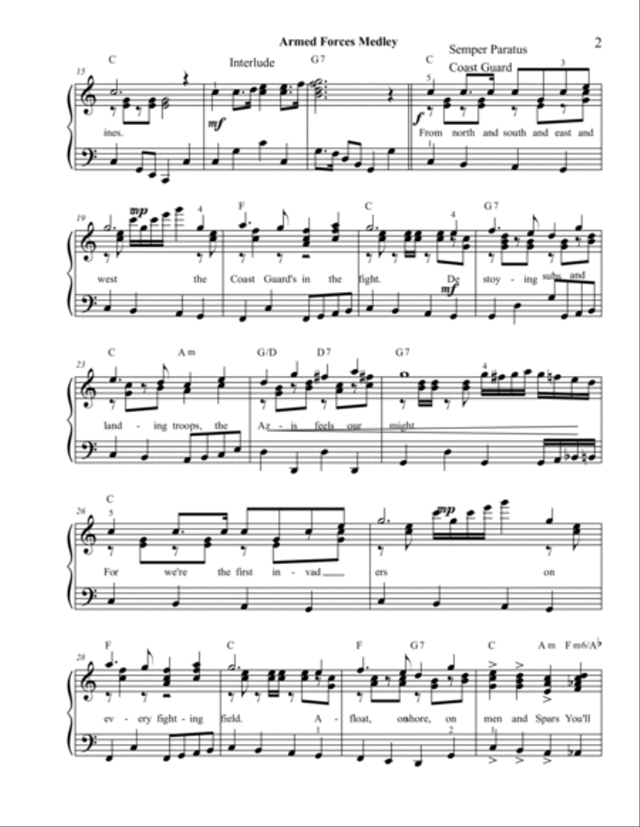 Armed Forces Medley Piano Solo scores gallery preview page 3