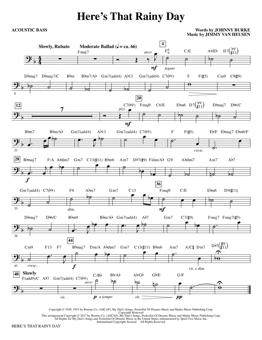 Here's That Rainy Day - Acoustic Bass Choir scores gallery preview page 1