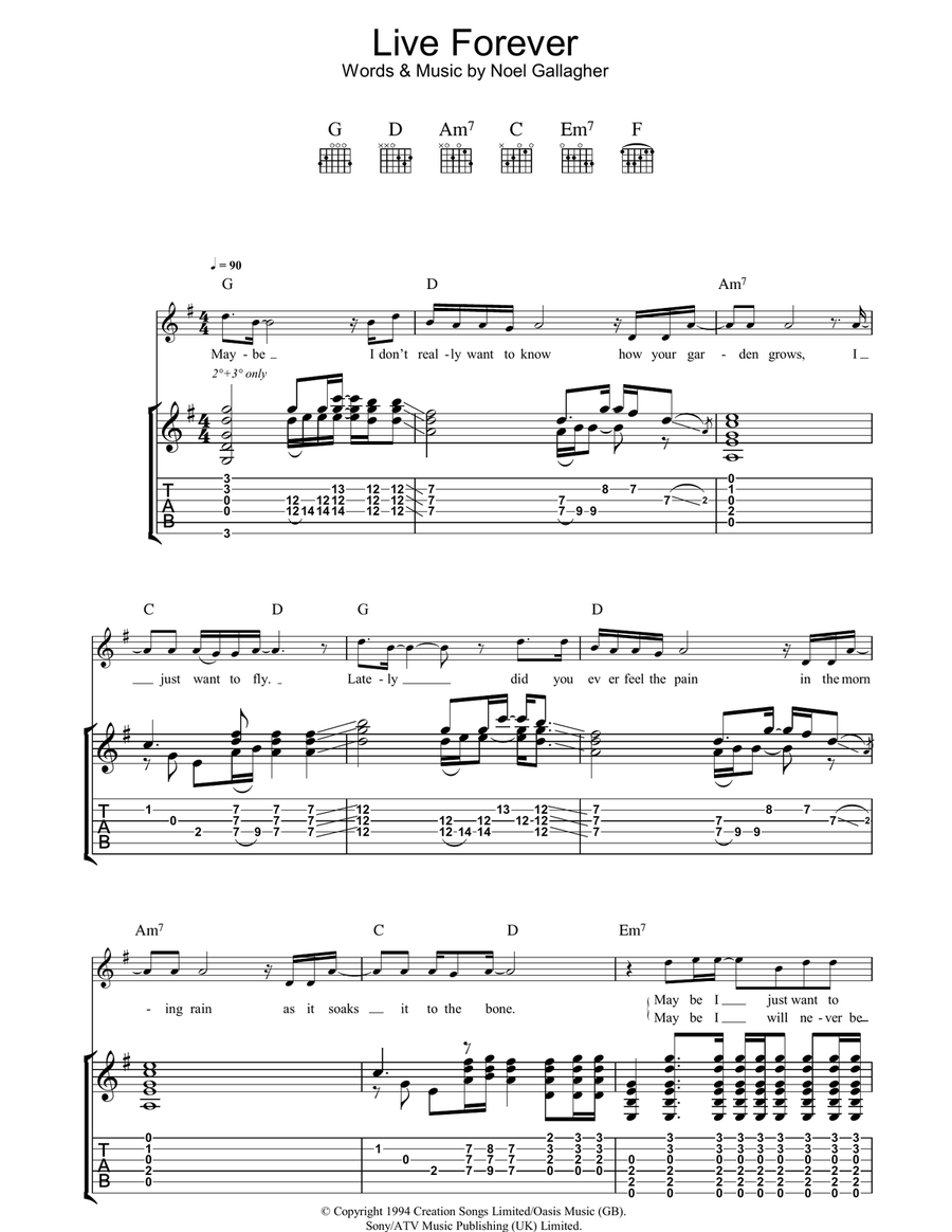 Live Forever Live Forever Acoustic Guitar scores gallery preview page 1