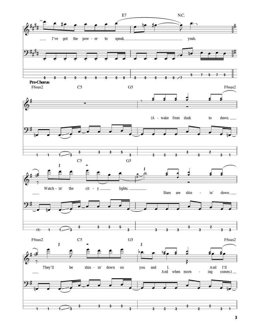 Up All Night Up All Night Bass Guitar Tablature scores gallery preview page 3