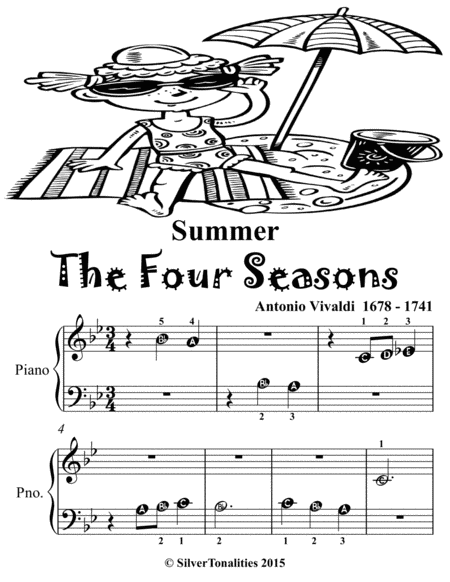 Summer the Four Seasons First Movement Beginner Piano Sheet Music 2nd Edition