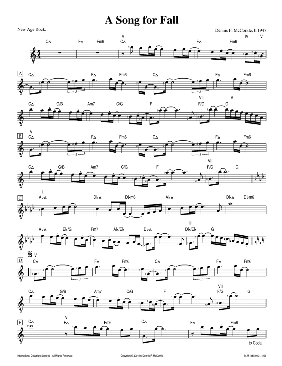 A Song For Fall Electric Guitar scores gallery preview page 1