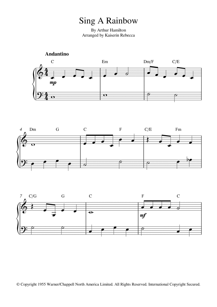 Sing A Rainbow Sing A Rainbow Easy Piano scores gallery preview page 1
