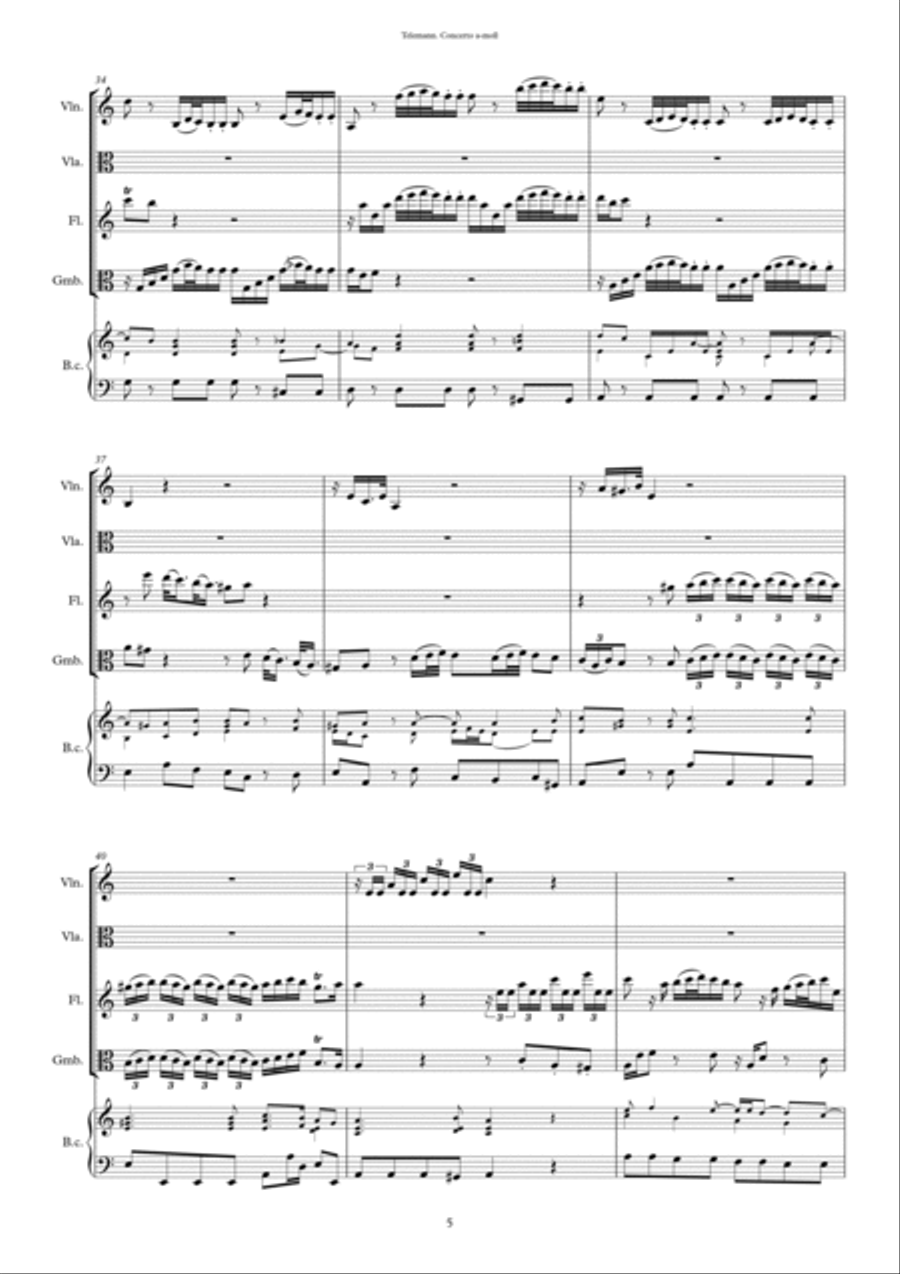 Telemann. Concert A-minor. Twv 52:a1 Small Ensemble scores gallery preview page 5