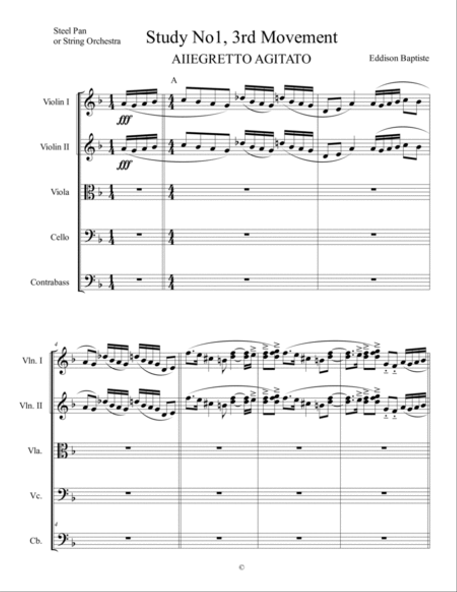 Study No1, 3rd Movement AIIEGRETTO AGITATO String Orchestra scores gallery preview page 2