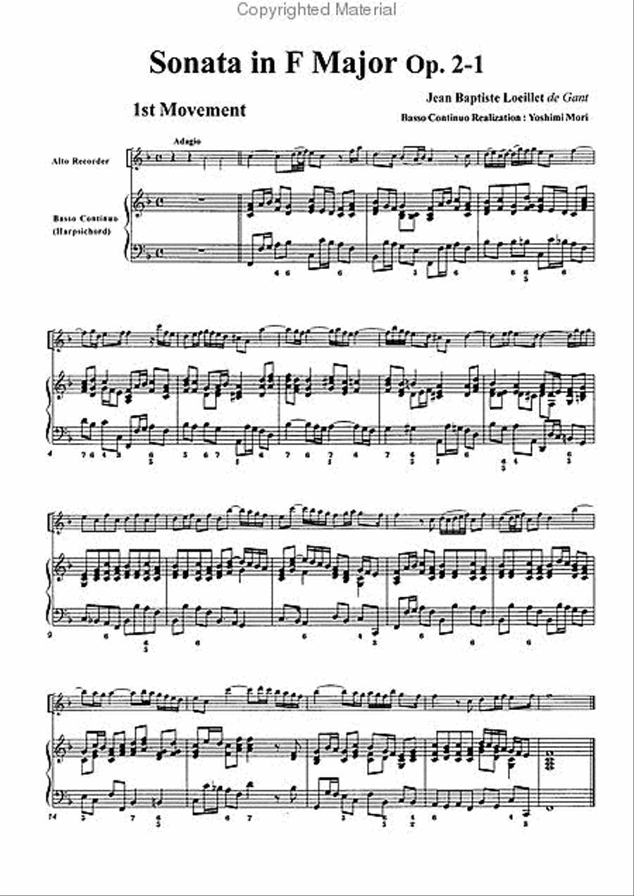 Sonata in F Major, Op. 2-1 Alto Recorder scores gallery preview page 3