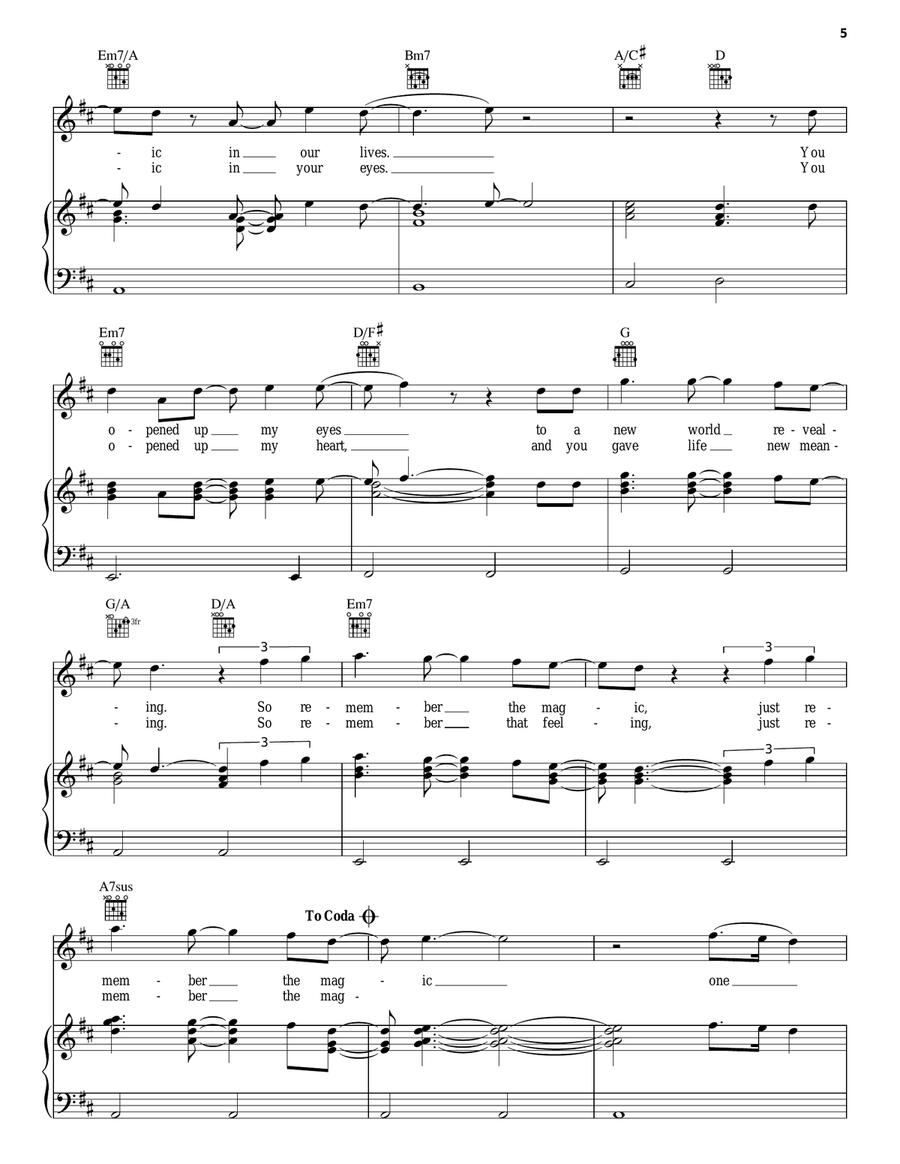 Remember The Magic (Theme Song) Piano, Vocal, Guitar scores gallery preview page 5