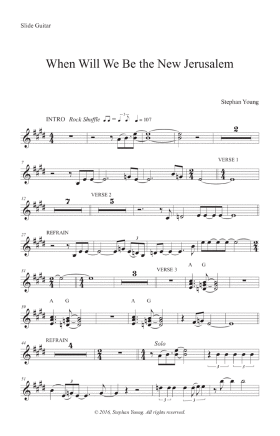 When Will We Be the New Jerusalem (Slide guitar) Slide Guitar scores gallery preview page 1